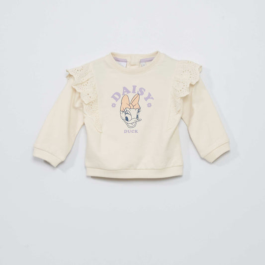 Sweat volants brod s 'Daisy' Blanc