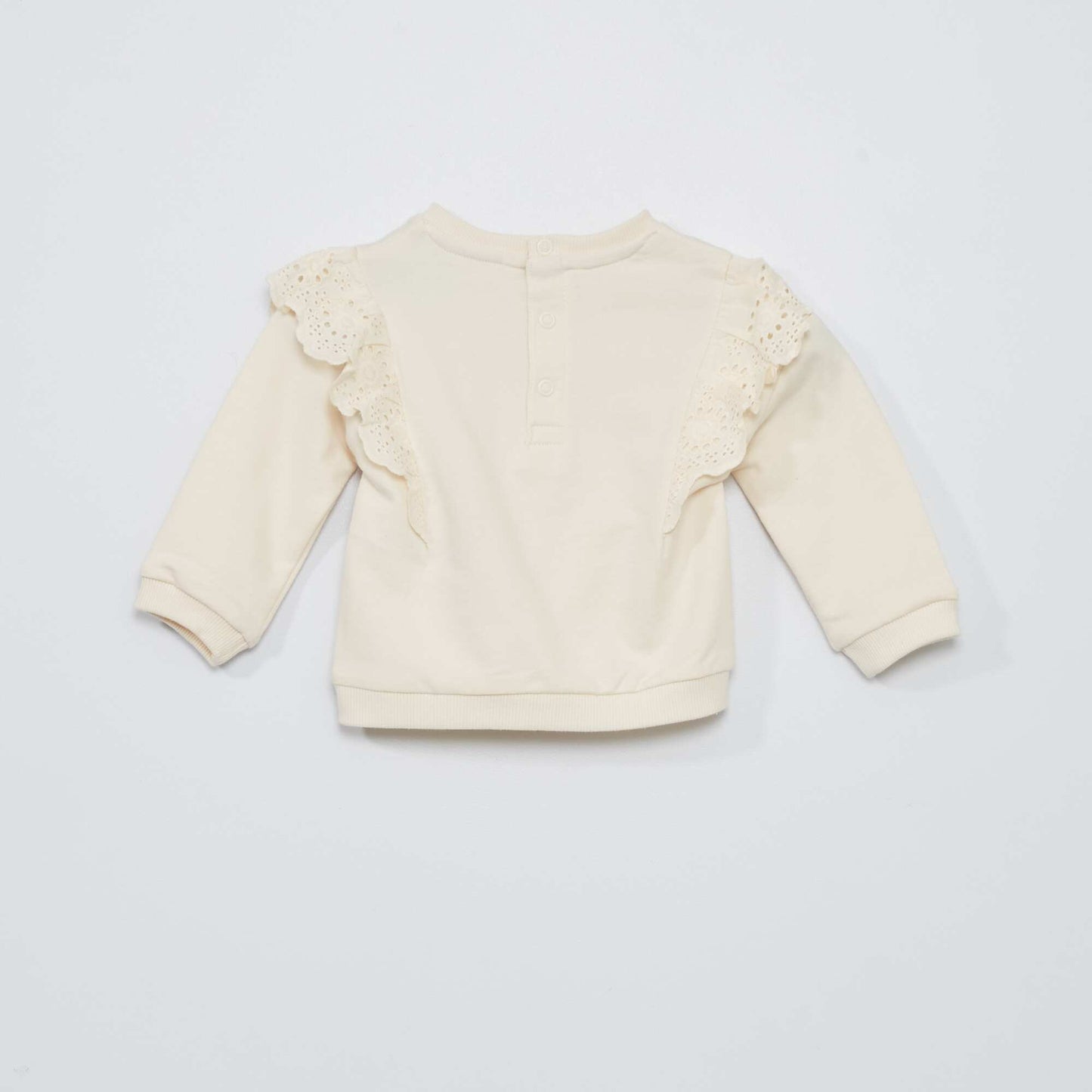 Sweat volants brod s 'Daisy' Blanc