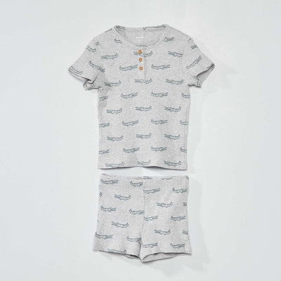 Ensemble pyjama court - 2 pi ces Gris