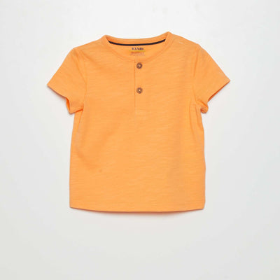 T-shirt col tunisien orange abricot