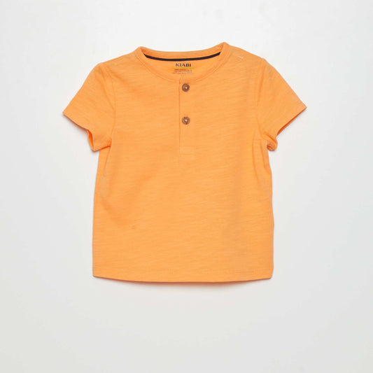 T-shirt col tunisien orange abricot
