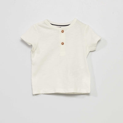T-shirt col tunisien blanc