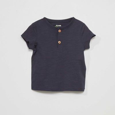 T-shirt col tunisien bleu marine