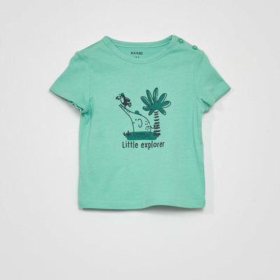 T-shirt en jersey avec imprim Vert 'explorer'