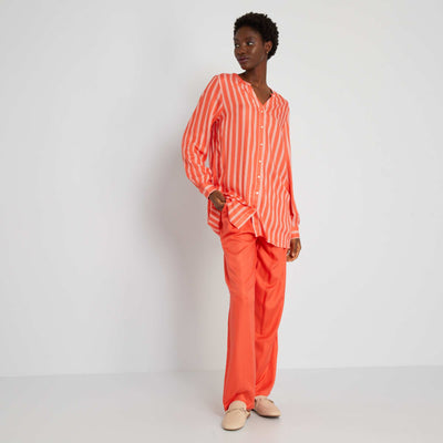 Pantalon fluide taille lastiqu e Orange corail