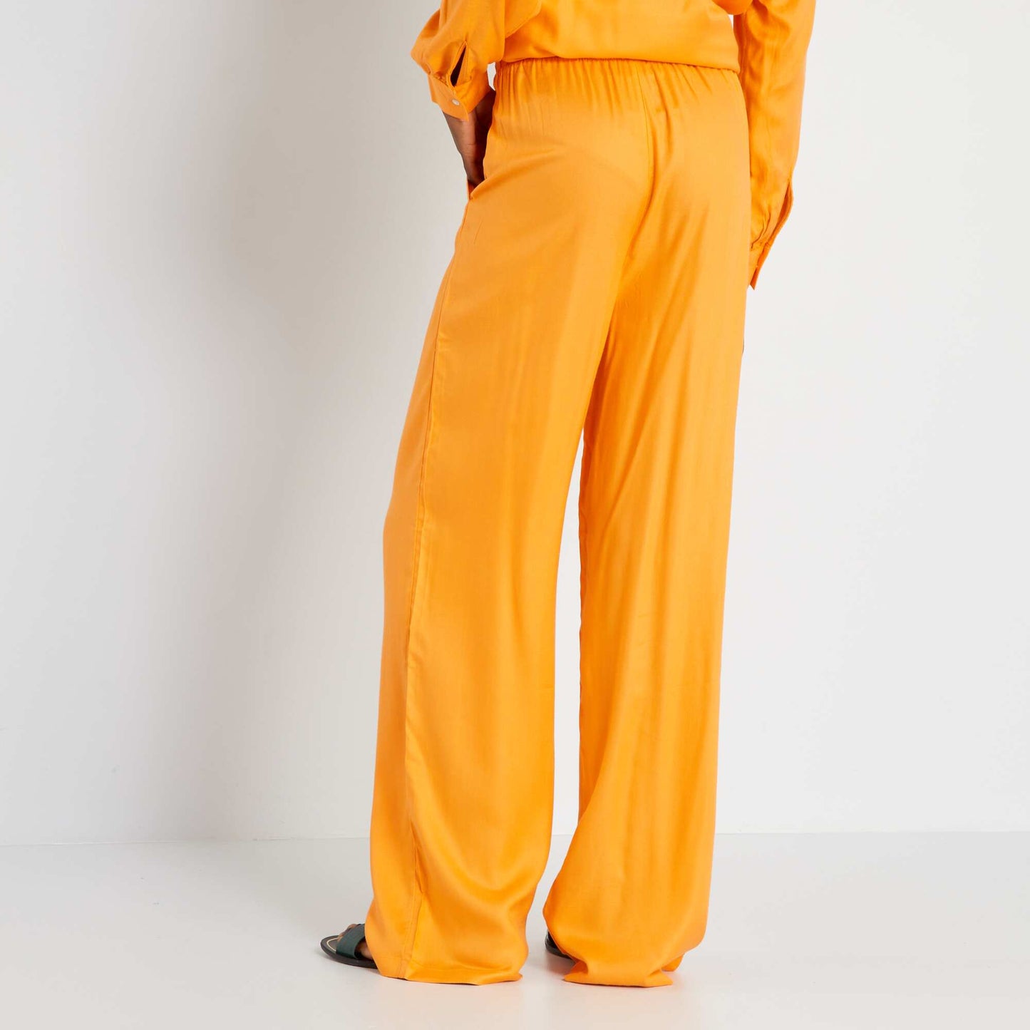 Pantalon fluide taille lastiqu e Orange