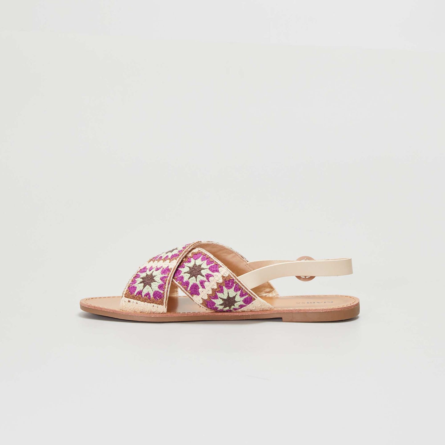 Sandales plates en raphia Beige/violet