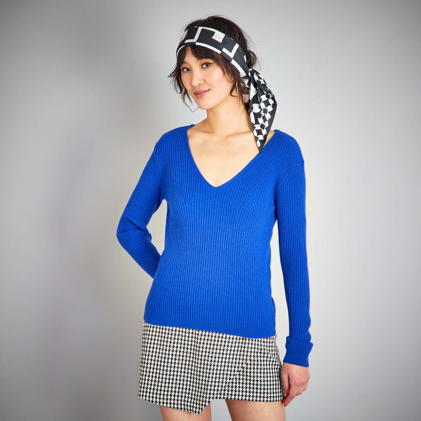 Pull moulant en rib Bleu lectrique