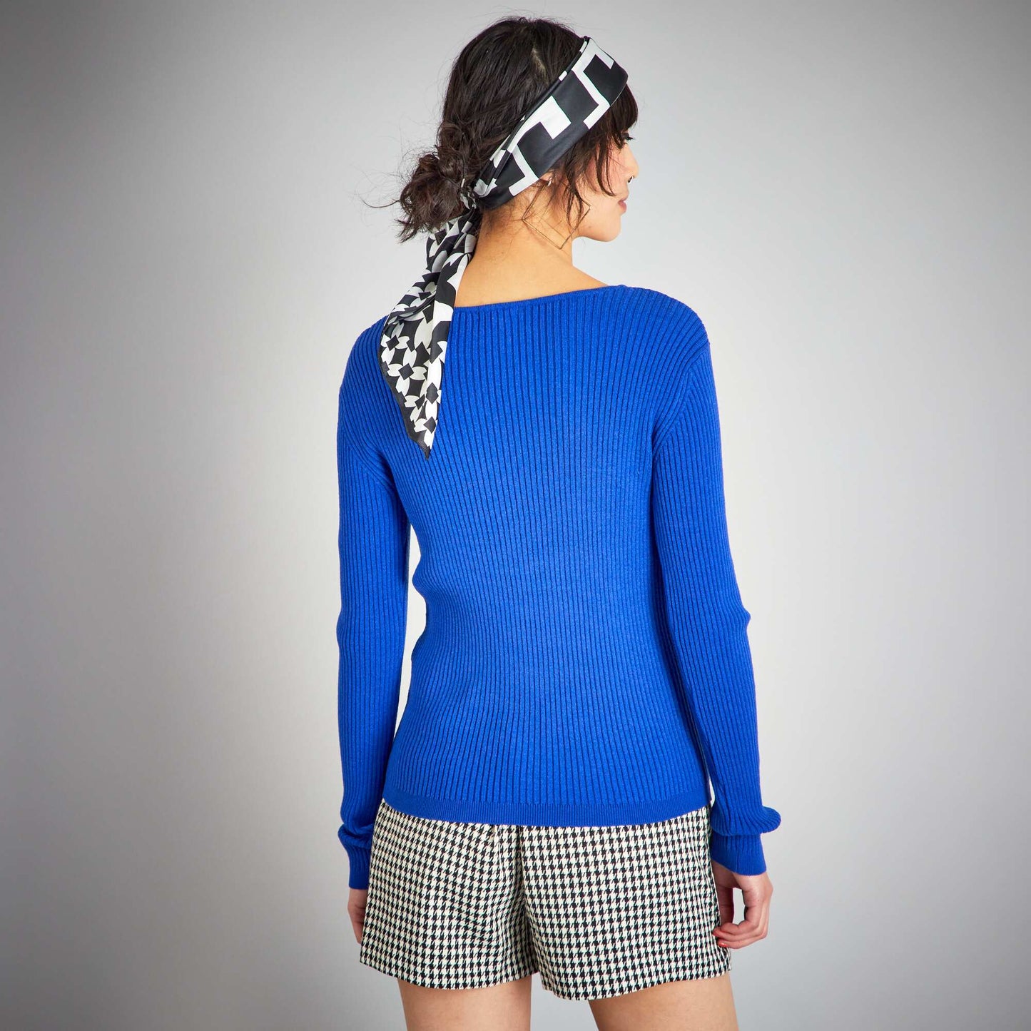 Pull moulant en rib Bleu lectrique