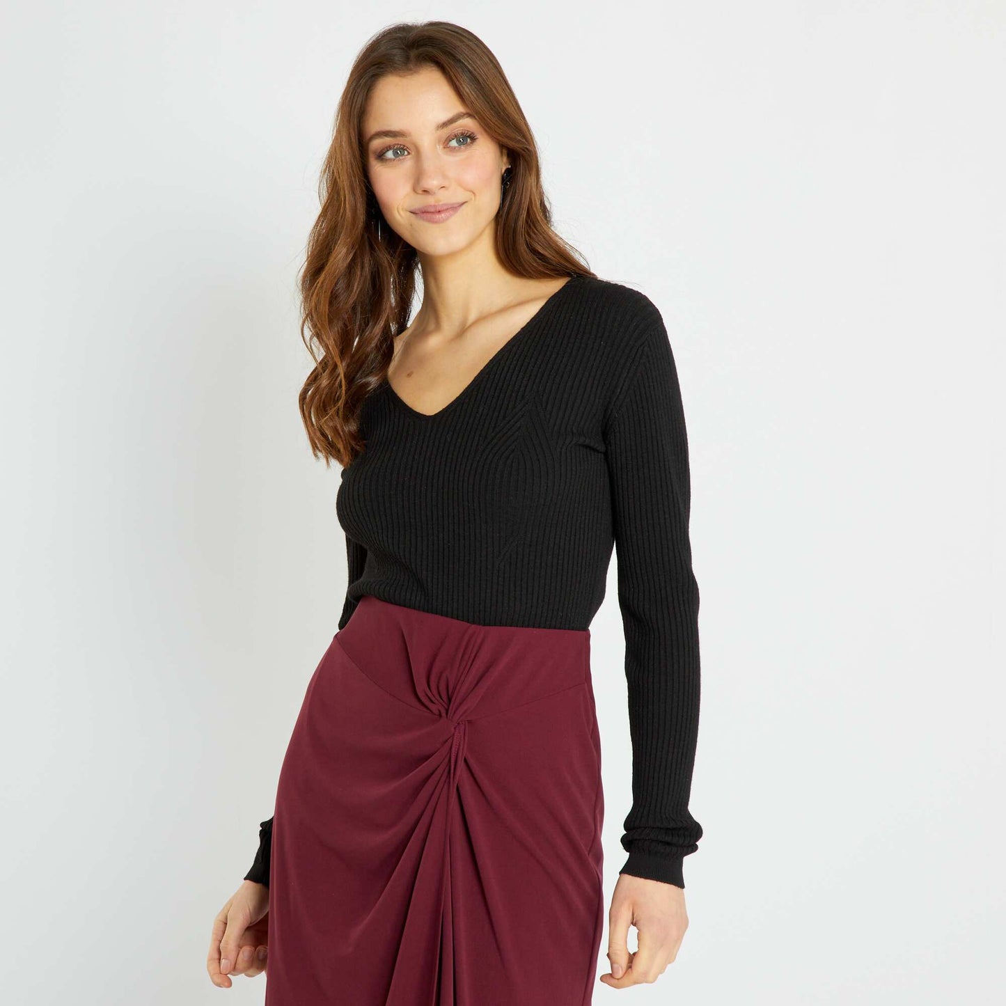 Pull moulant en rib noir