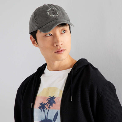 Casquette en toile avec imprim Noir