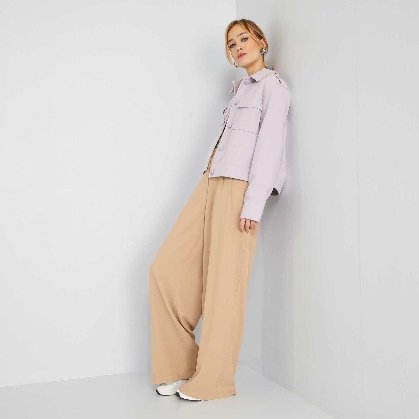 Pantalon large Beige