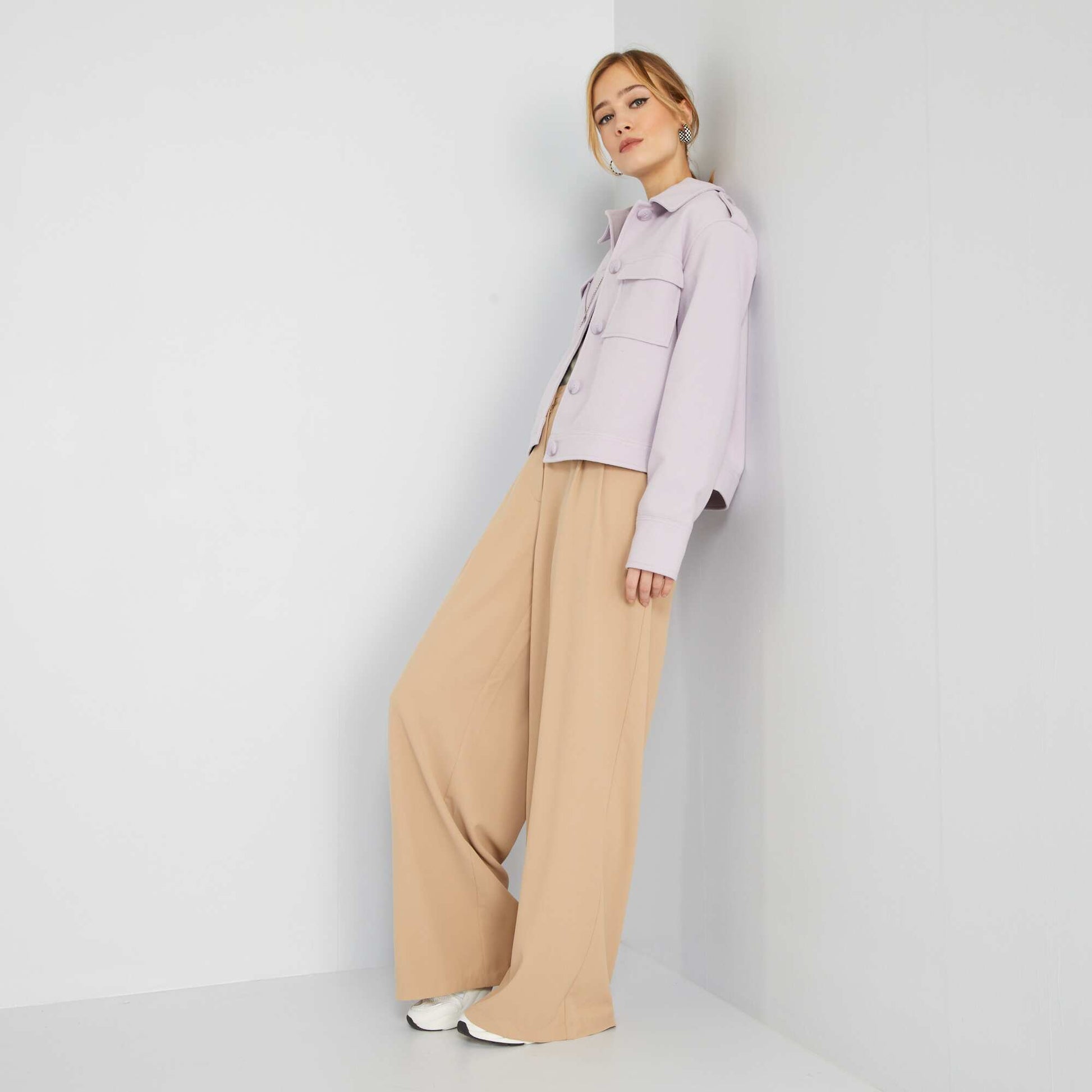 Pantalon large Beige