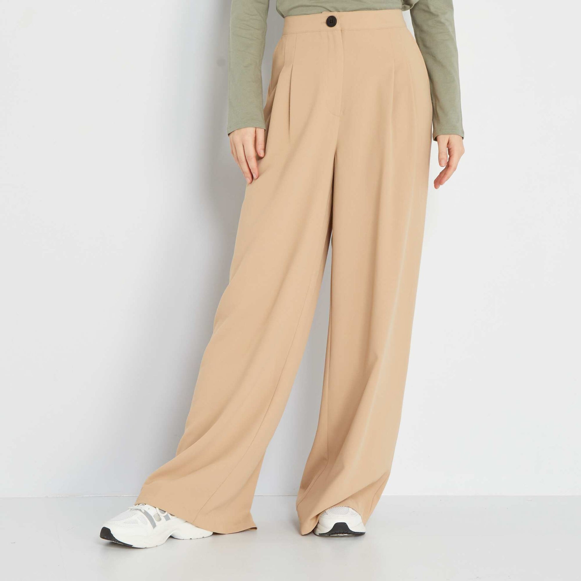 Pantalon large Beige