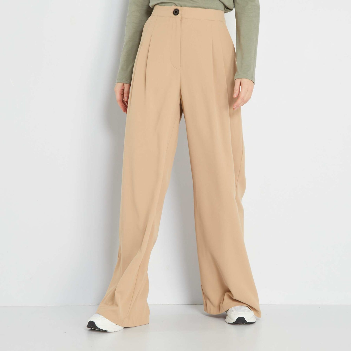 Pantalon large Beige