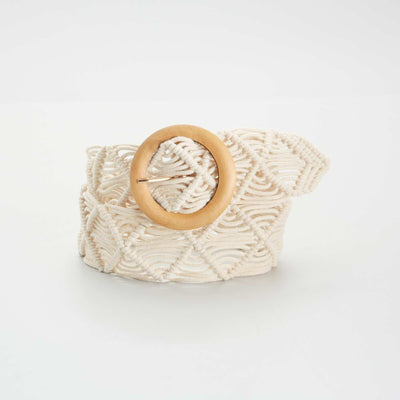 Ceinture boucle en macram Beige