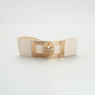 Ceinture double boucle Beige