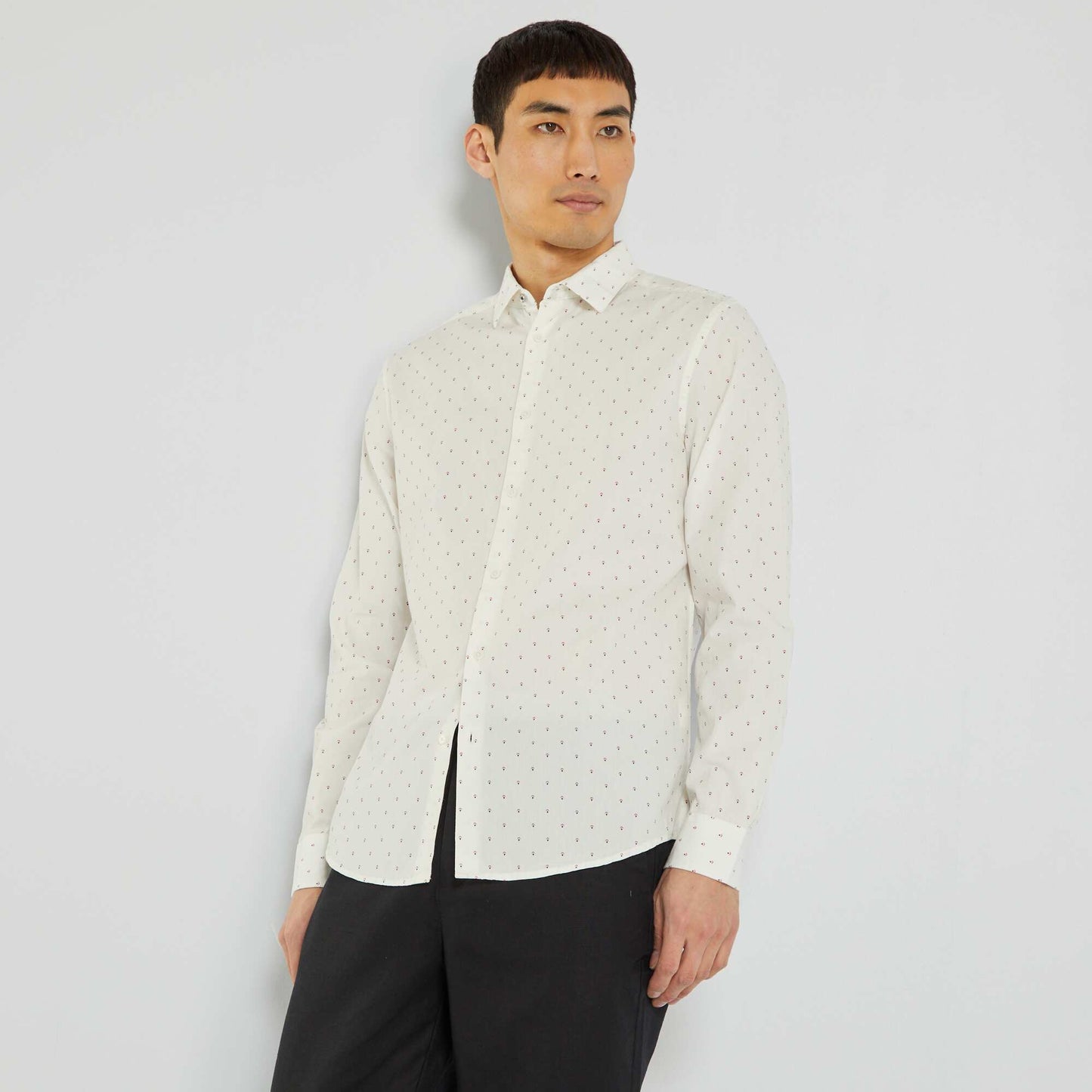 Chemise motifs en popeline Blanc