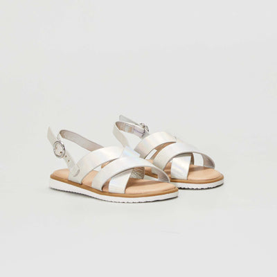 Sandales brides crois es argent