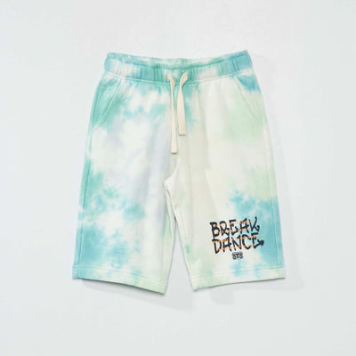 Bermuda en molleton tie and dye Vert