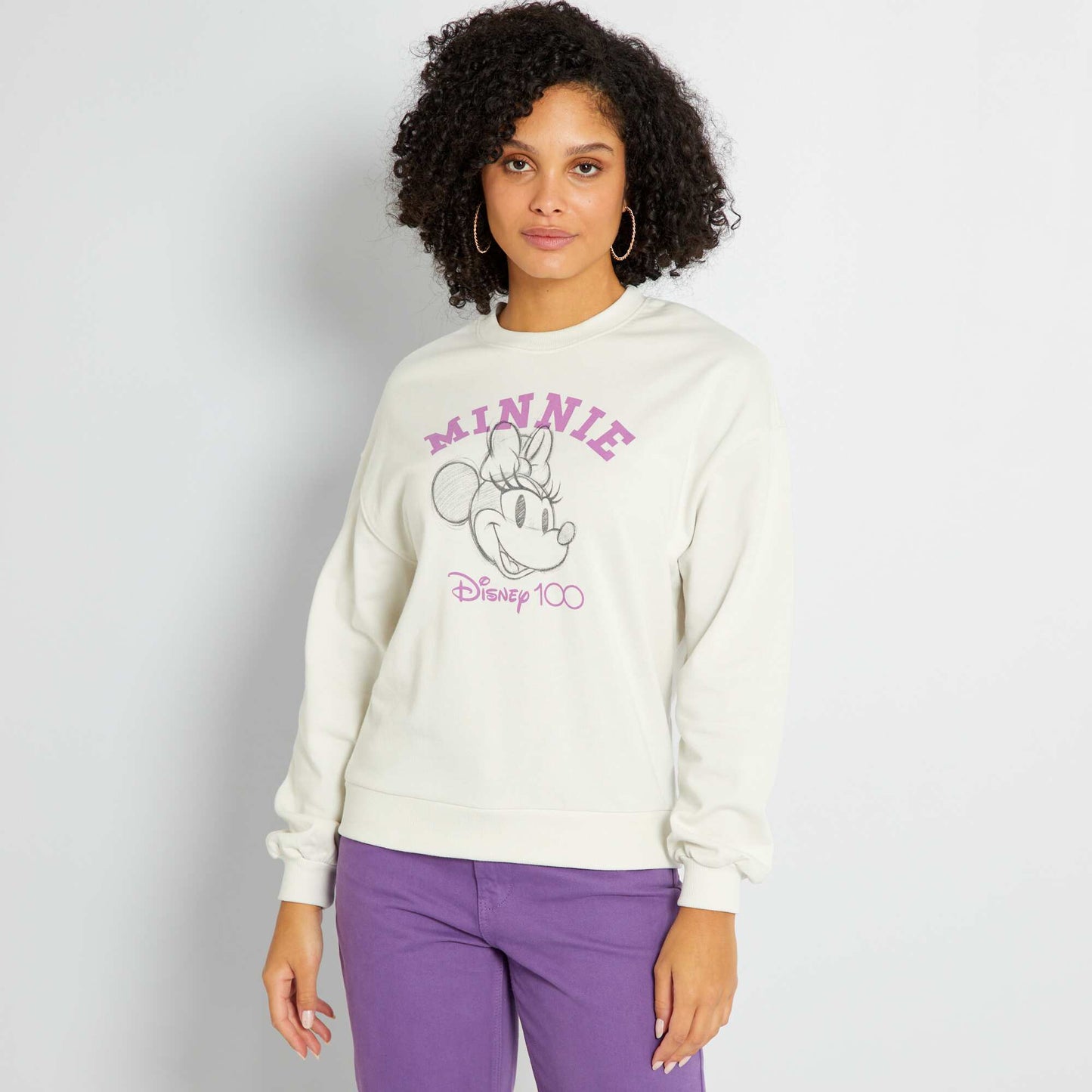 Sweat col rond '100 ans Disney' Blanc