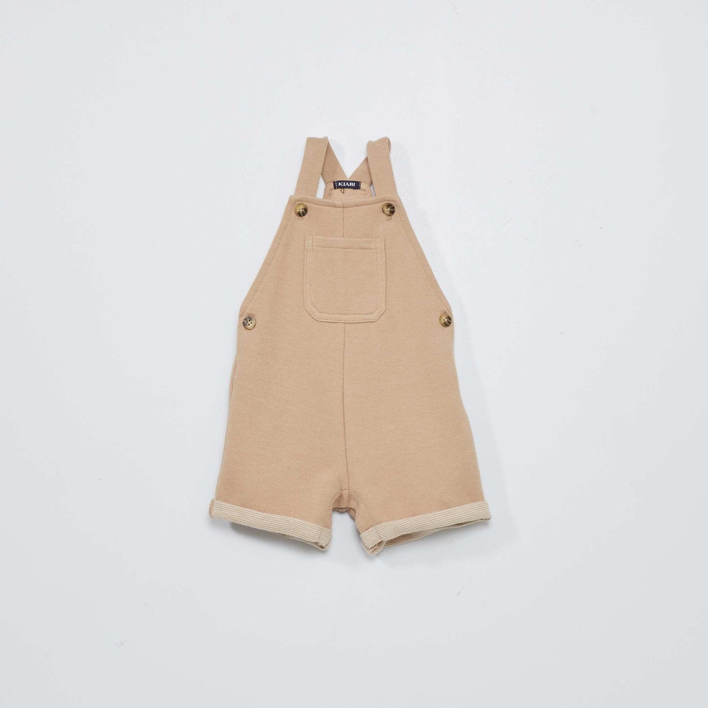 Salopette short en maille piqu e Beige
