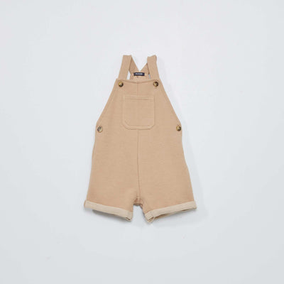Salopette short en maille piqu e Beige