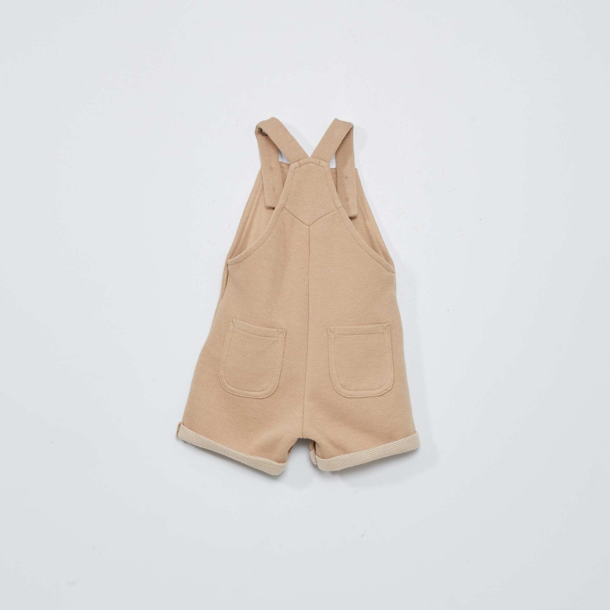 Salopette short en maille piqu e Beige