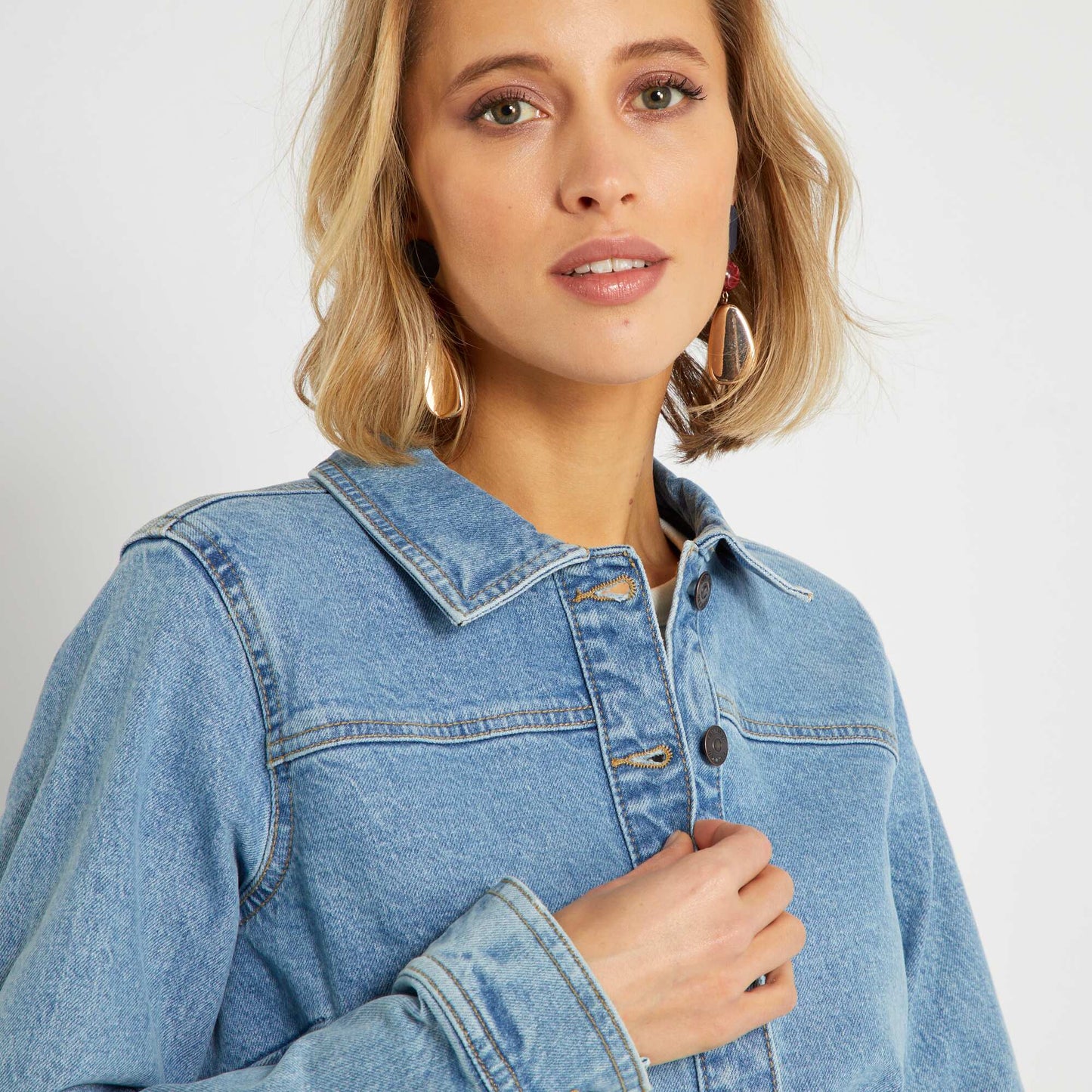 Robe en jean avec ceinture Bleu