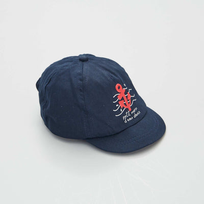 Casquette forme baseball imprim en coton twill Bleu marine