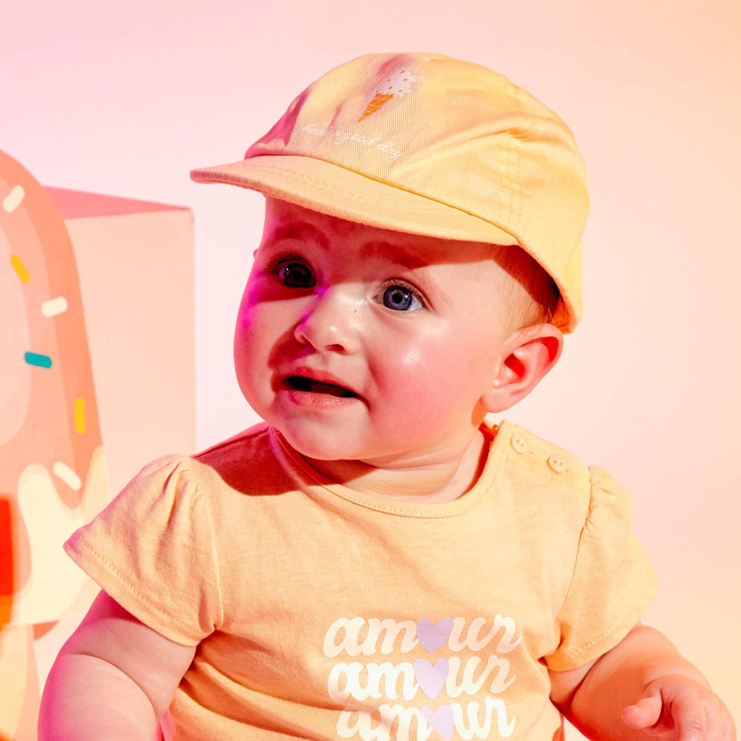 Casquette forme baseball imprim en coton twill Orange