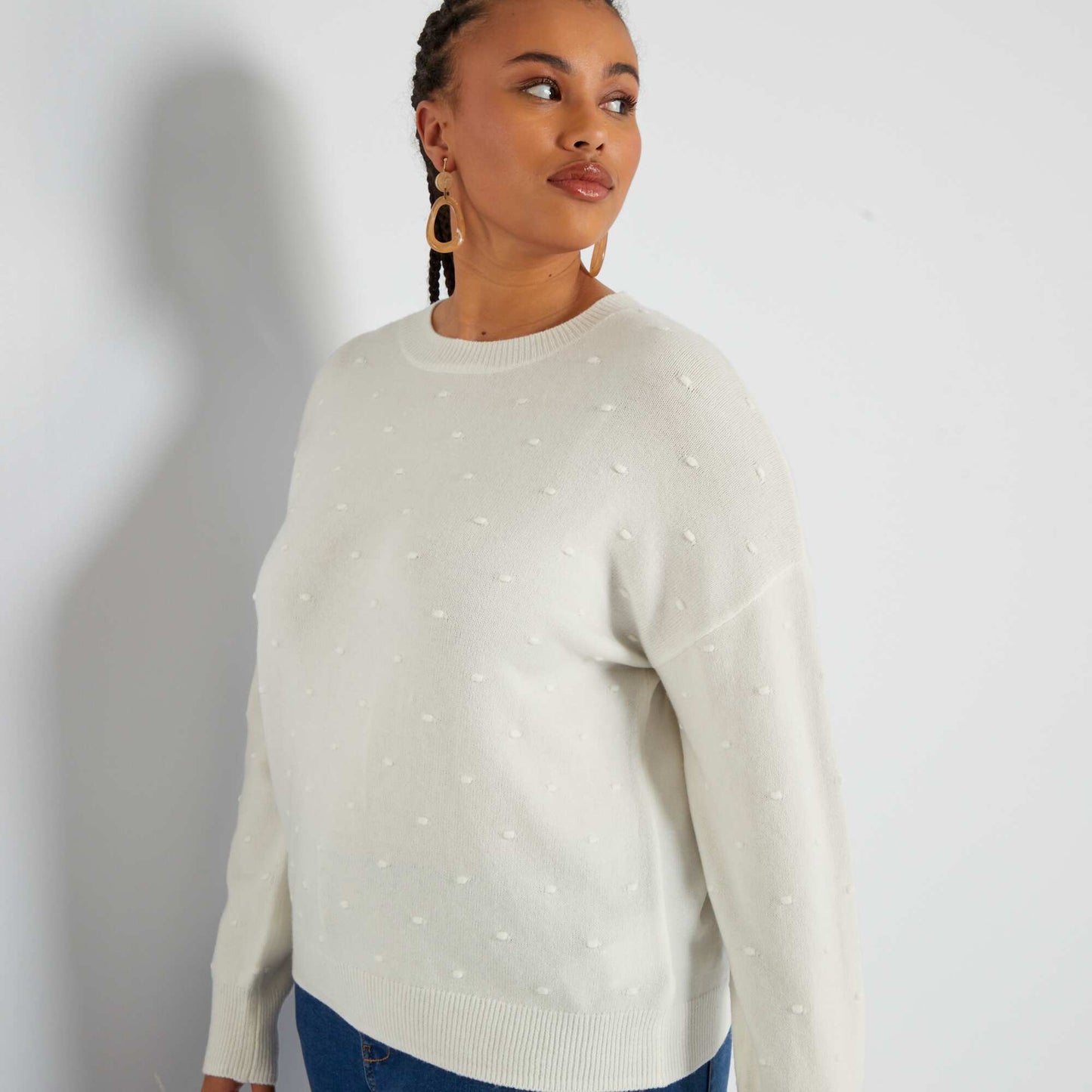 Pull en maille tricot blanc