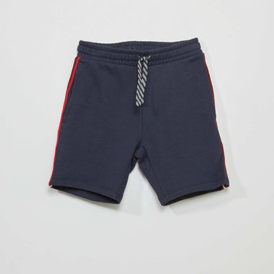 Short en molleton avec bandes contrastantes bleu marine