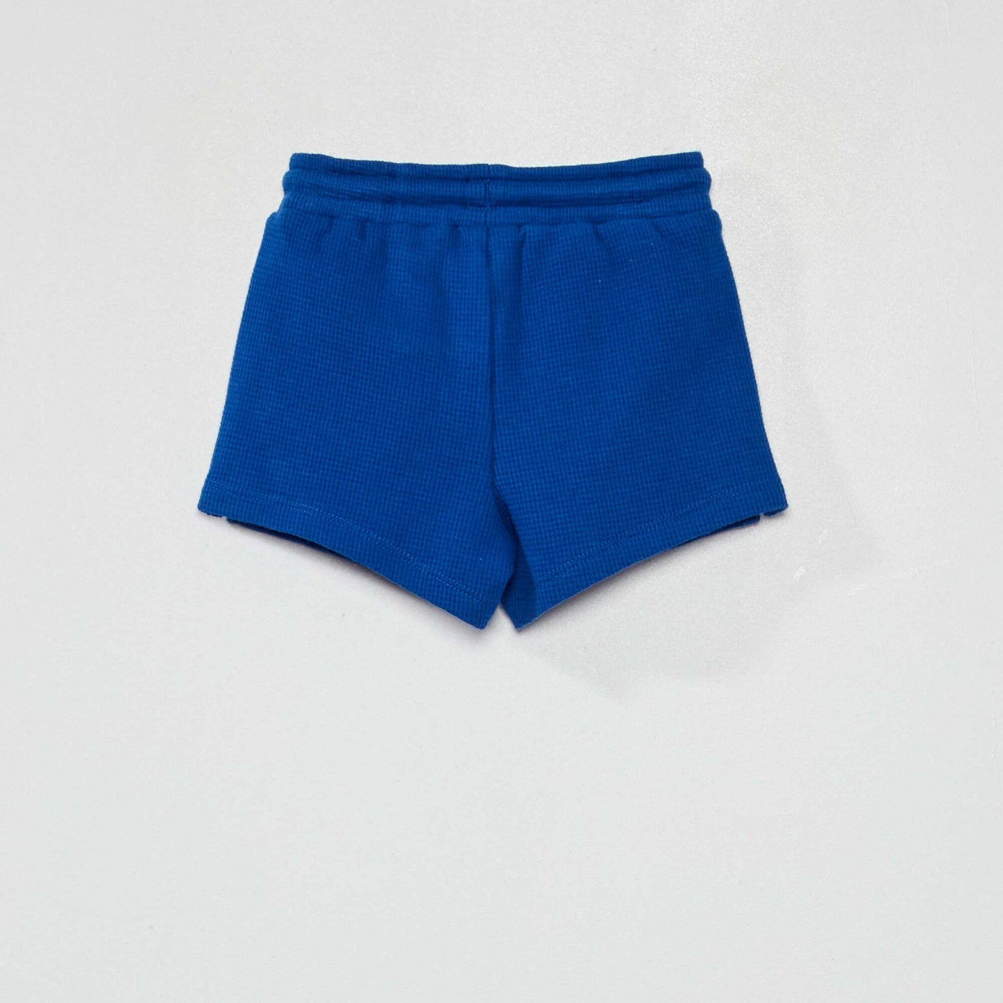 Short en maille gaufr e bleu
