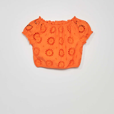 Blouse avec broderie anglaise Orange