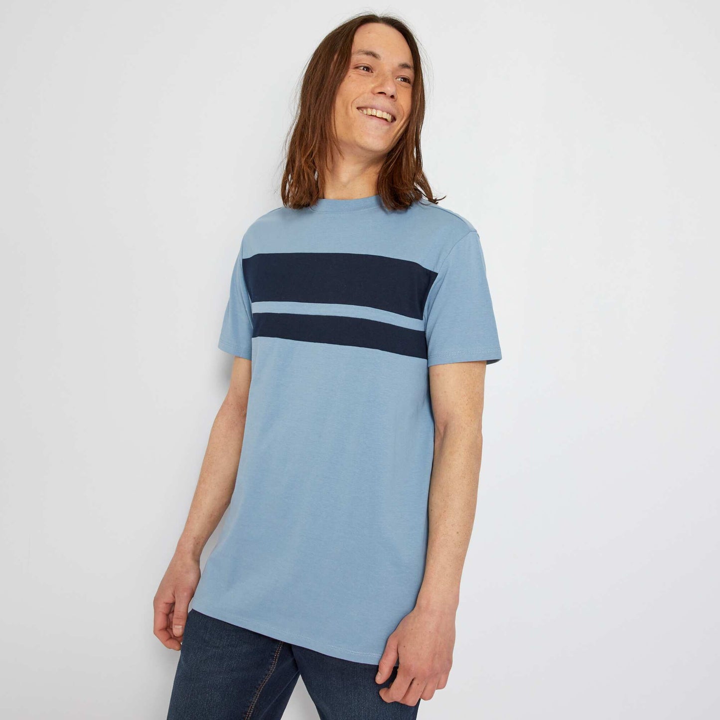 T-shirt en jersey rayures Bleu