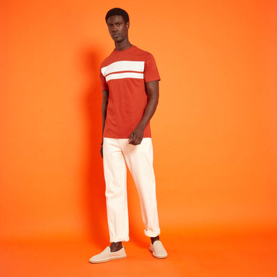 T-shirt en jersey rayures Orange