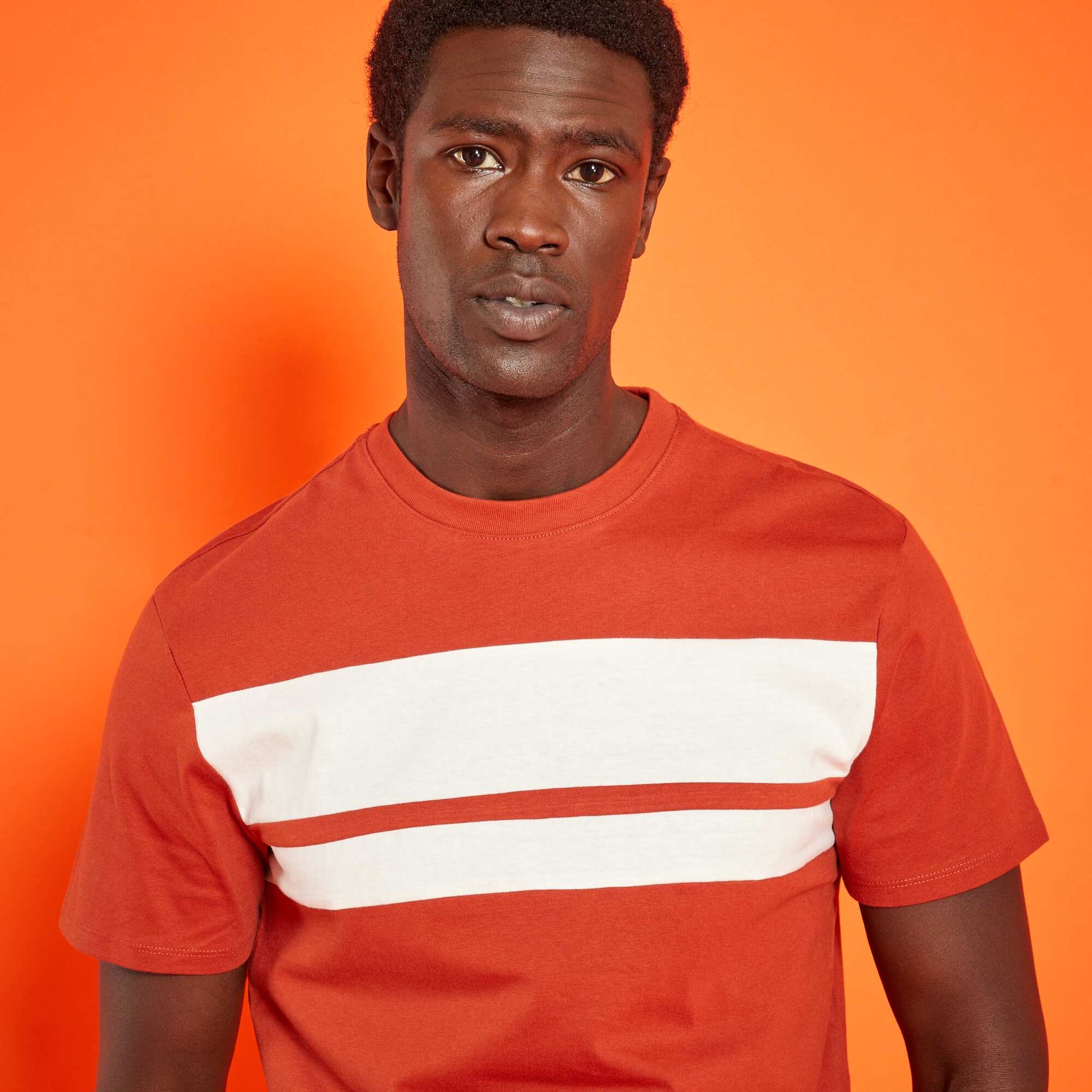 T-shirt en jersey rayures Orange