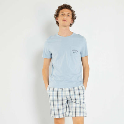 Ensemble pyjama court en jersey - 2 pi ces Bleu ciel
