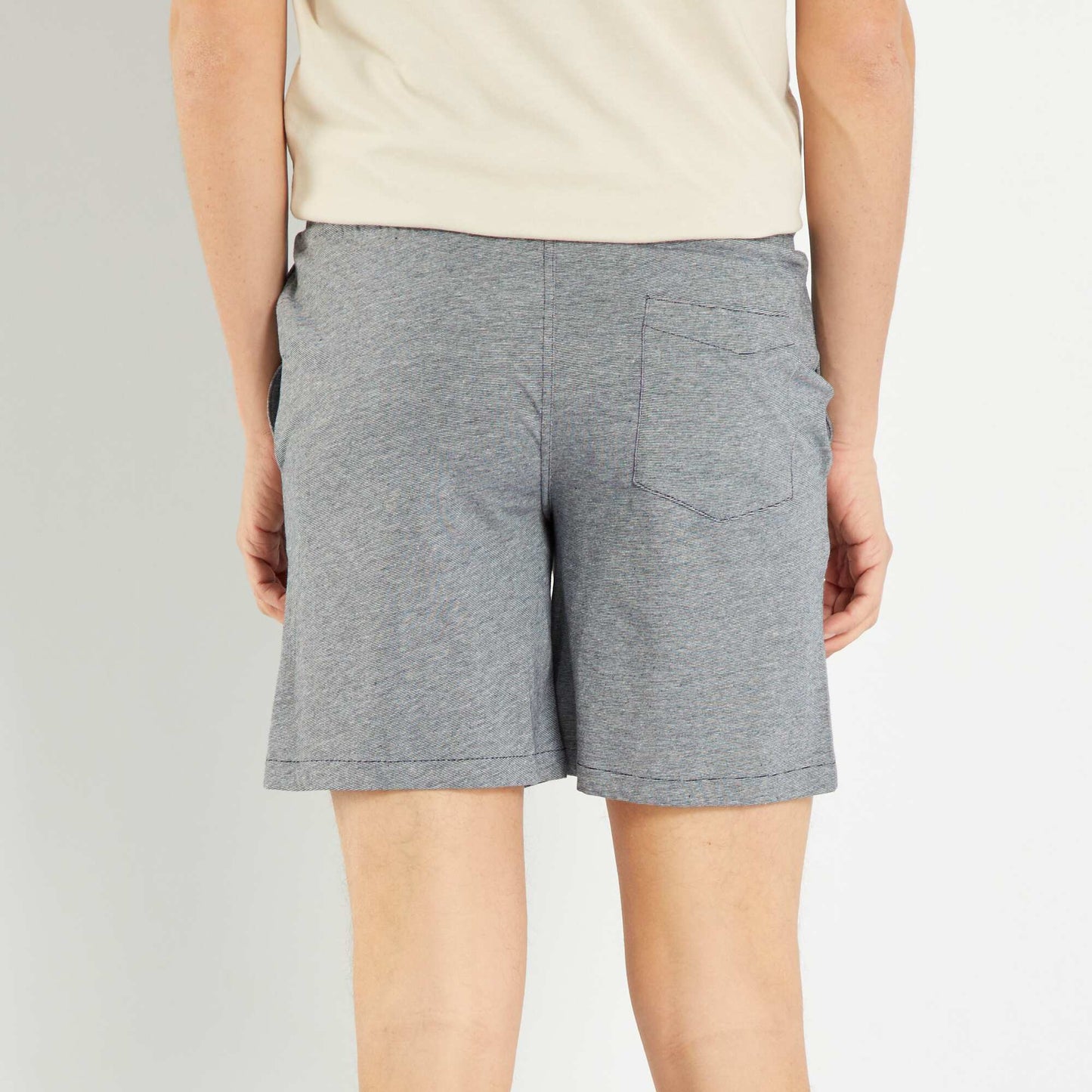 Short en jersey - Lot de 2 Bleu fonc /gris rayures