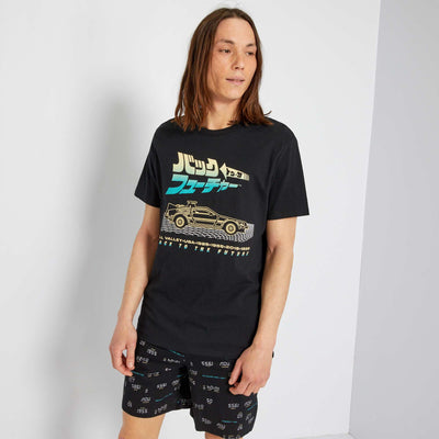 Pyjama court 'Retour vers le futur' en jersey - 2 pi ces Noir