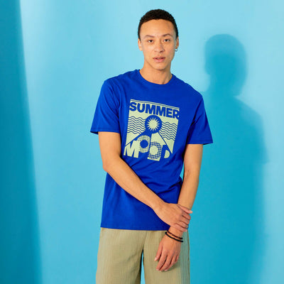 T-shirt en jersey avec imprim Bleu