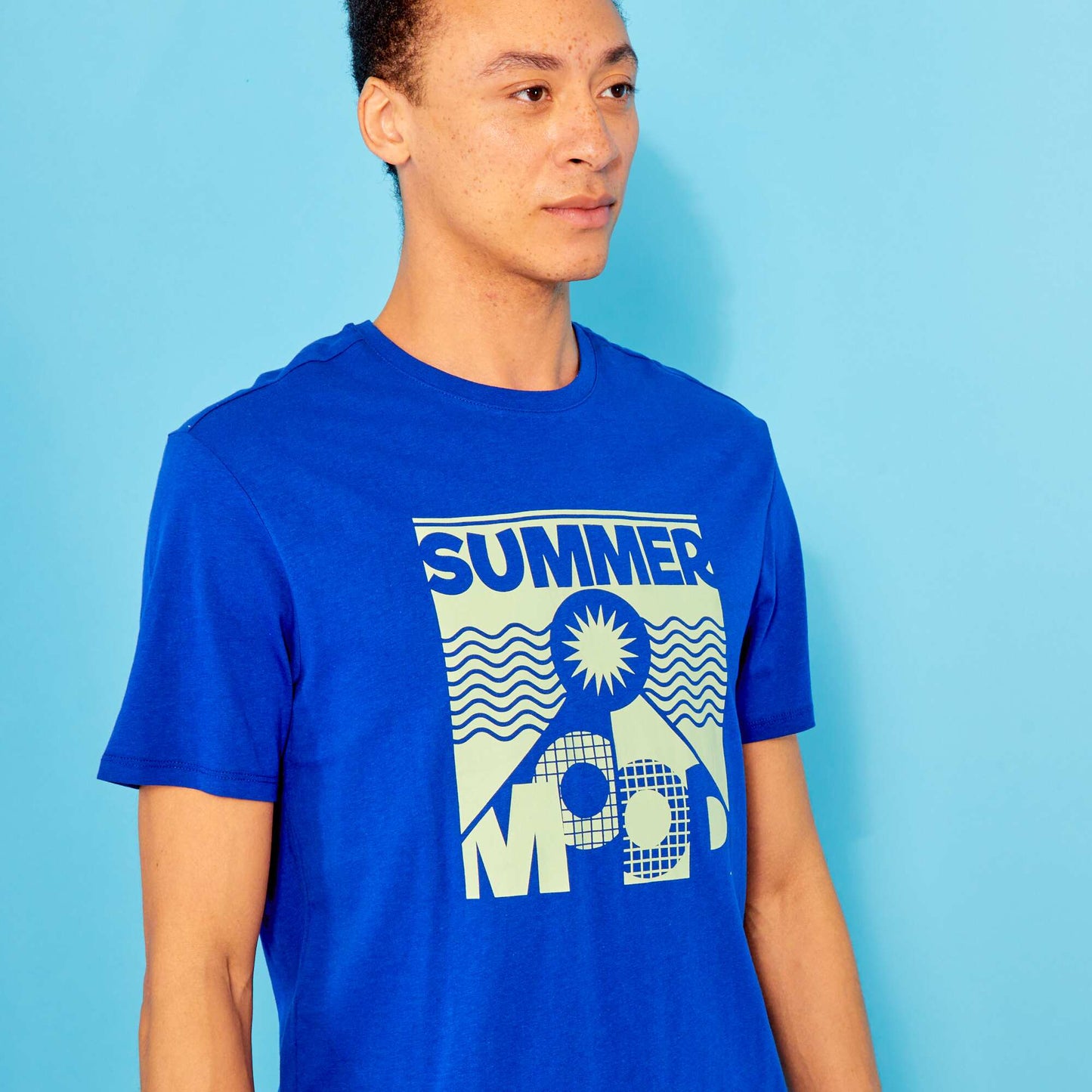 T-shirt en jersey avec imprim Bleu