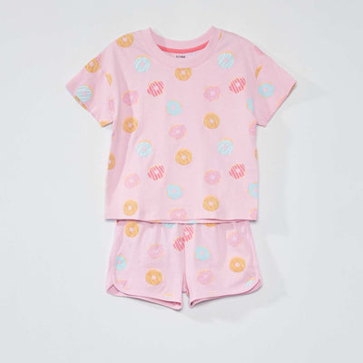 Ensemble pyjama court avec imprim - 2 pi ces Rose