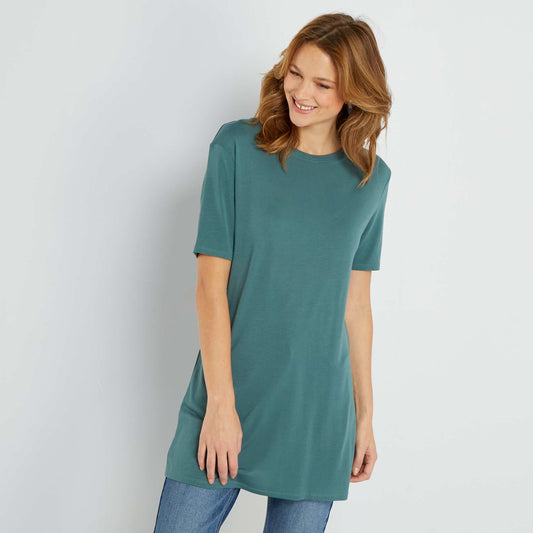 T-shirt long et uni Vert