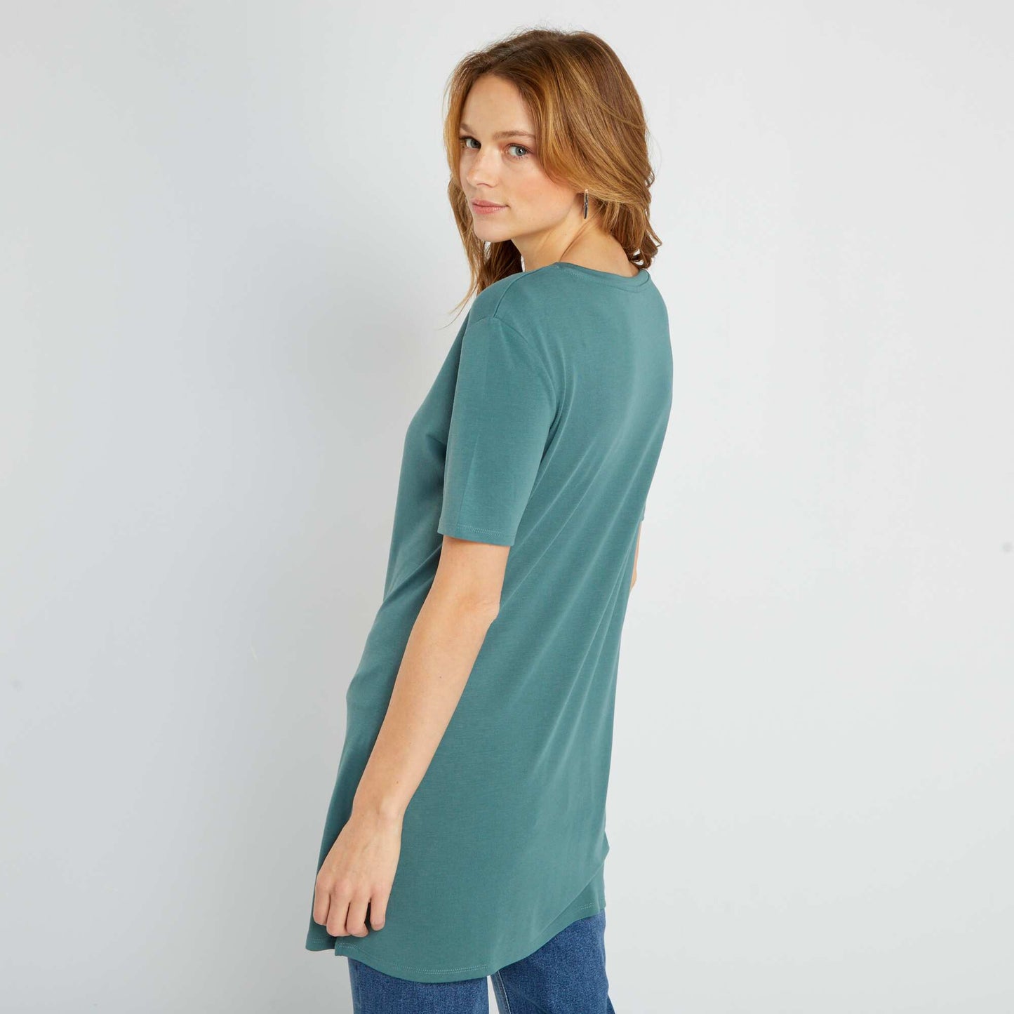 T-shirt long et uni Vert