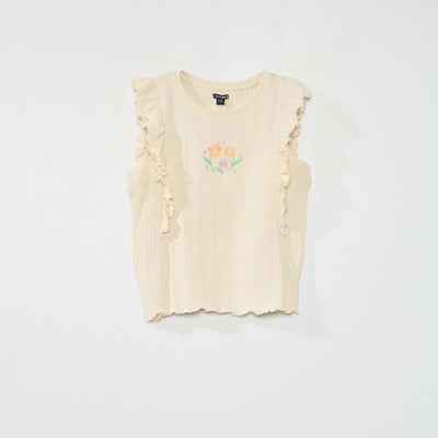 Tee-shirt sans manches c tel e Beige