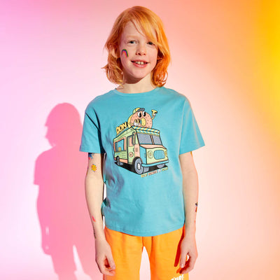 T-shirt manches courtes en coton Bleu