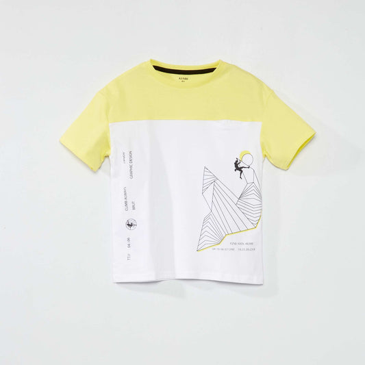 T-shirt en jersey color-block Jaune