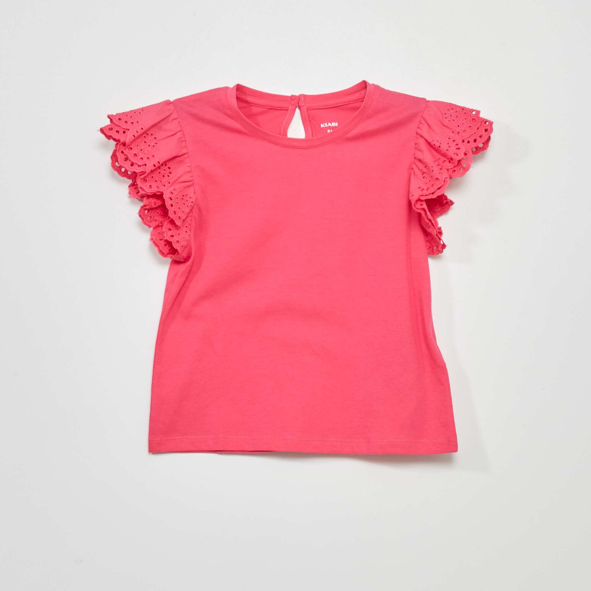 T-shirt en jersey avec manches brod es rose indien